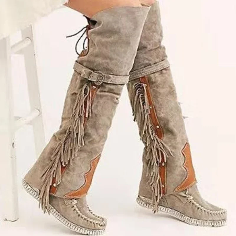 Ethnic And Fashion - Mode bohême genou longueur femmes bottes