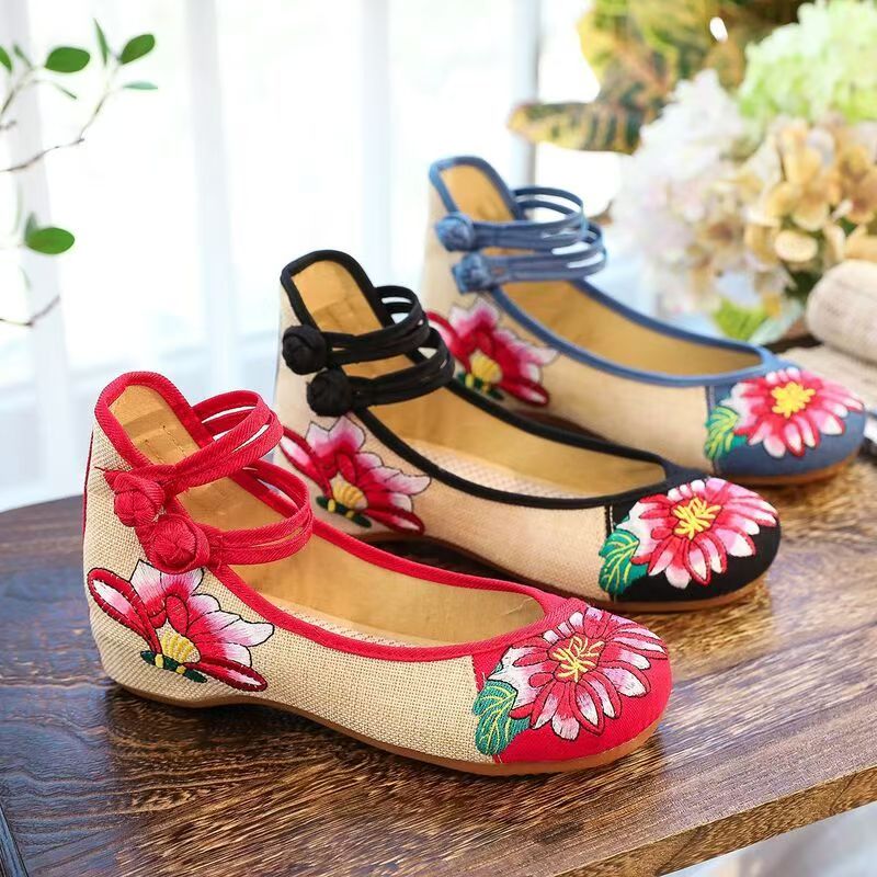 Ethnic Fabric - Chaussures compensées brodées pour femme, nouvelle