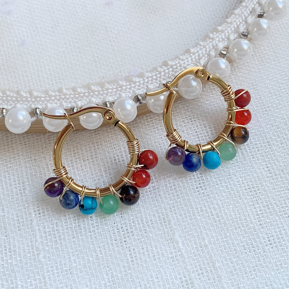 Aura Ethnic Fashion - Boucles d'oreilles en pierre naturelle pour
