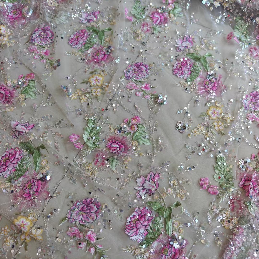 Tissu en dentelle perlée de lu - Ethnic Fabric avis et prix