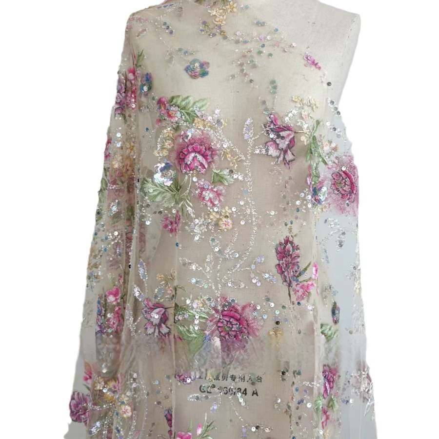 Tissu en dentelle perlée de lu - Ethnic Fabric avis et prix