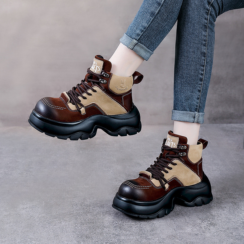 Bottines compensées en cuir vé - Ethnic And Fashion avis et prix