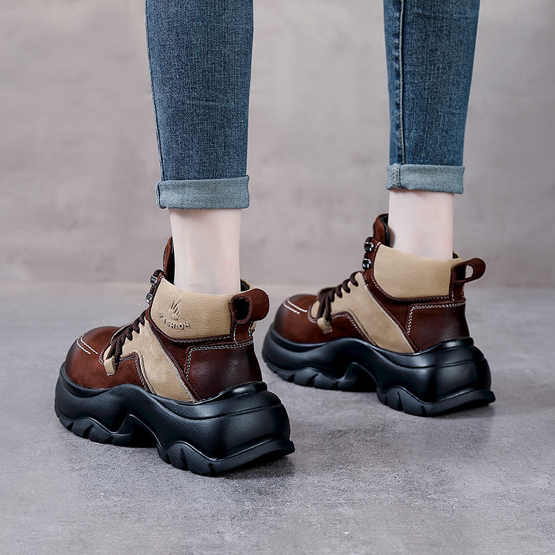 Bottines compensées en cuir vé - Ethnic And Fashion avis et prix