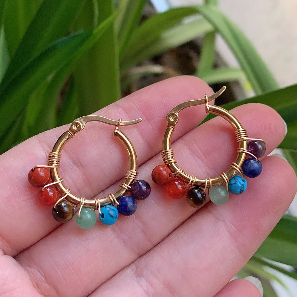 Boucles d'oreilles en pierre n - Aura Ethnic Fashion avis et prix